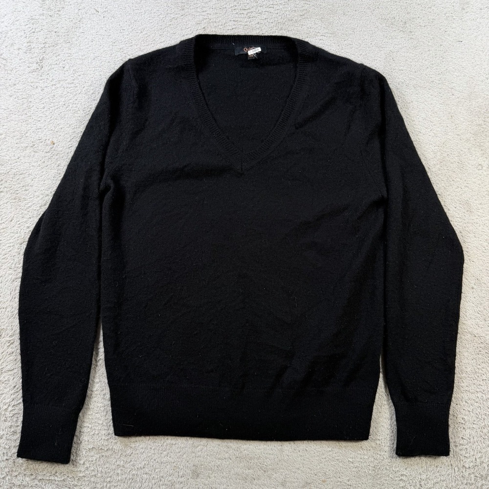 Quince Sweater Women XS Black 100% Cashmere V-Neck Lightweight Soft Pullover